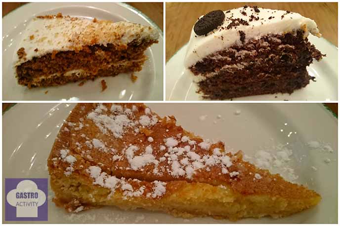 Tarta de zanahoria. Tarta de oreo. Tarta El Columpio restaurante Madrid Tarta de zanahoria. Tarta de oreo. Tarta El Columpio