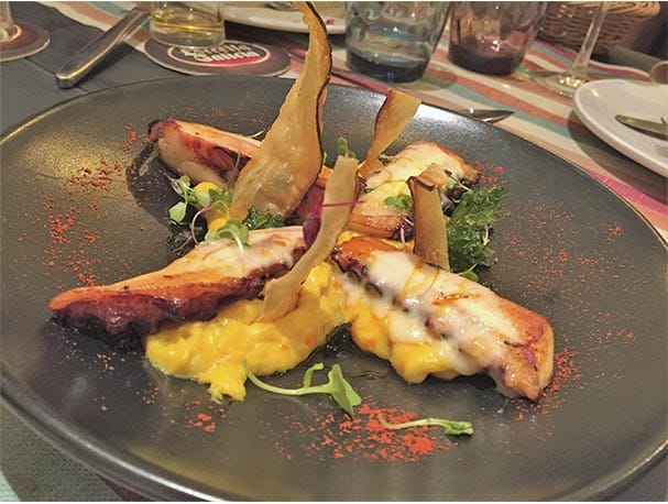 Pulpo con queso de tetilla y pure de kimchee restaurante Morgana Restaurante Morgana Madrid