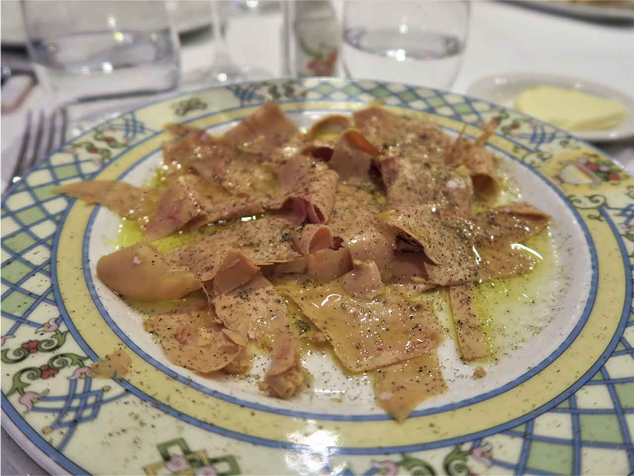 Carpaccio de foie Restaurante La Paloma Barrio de Salamanca Madrid