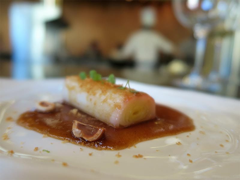 restaurante Abarra Madrid Puerro a baja temperatura