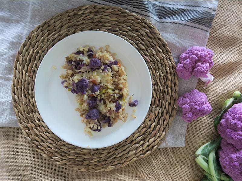 Risotto de coliflor morada al dente