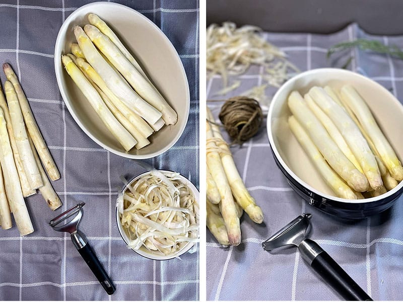 Pelar esparragos blancos