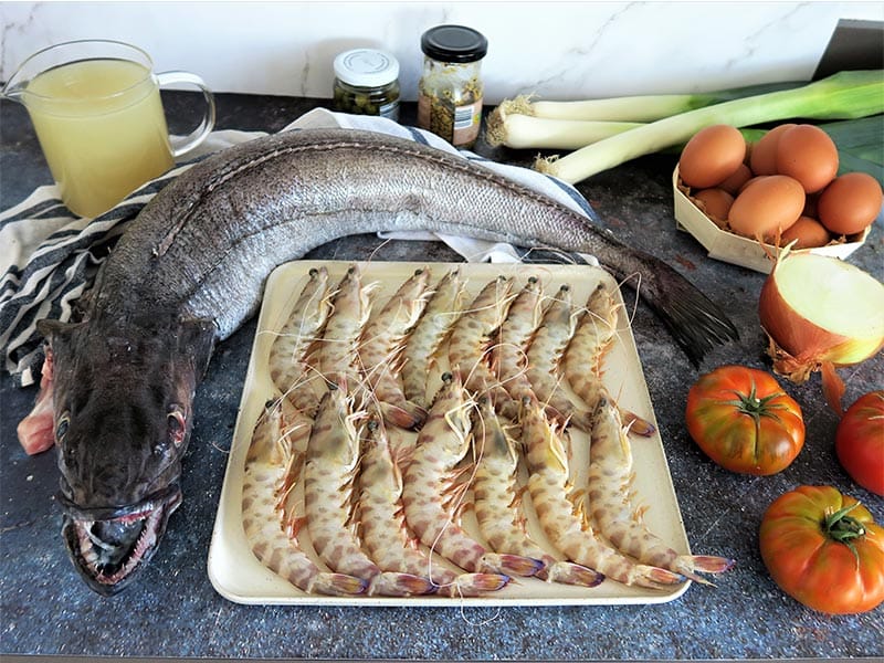 Pastel de merluza y langostinos ingredientes