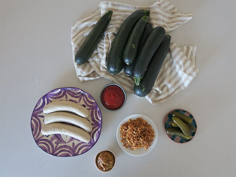 Ingredientes perritos calientes de calabacin