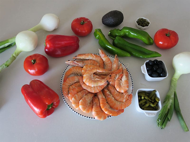 Ingredientes salpicón de langostinos