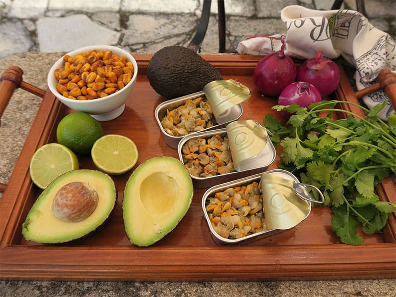 Ingredientes cebiche berberechos