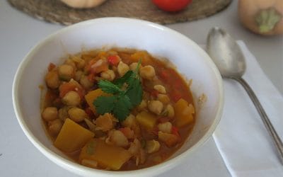 Guiso otoñal de Garbanzos con calabaza y verduras (sin carne)