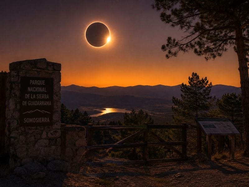 Eclipse Madrid desde el Parque de Guadarrama